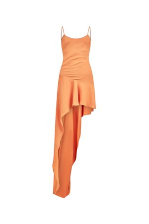 Abito lungo asimmetrico in seta THE ANDAMANE | TM190133ATNS059TANGERINE